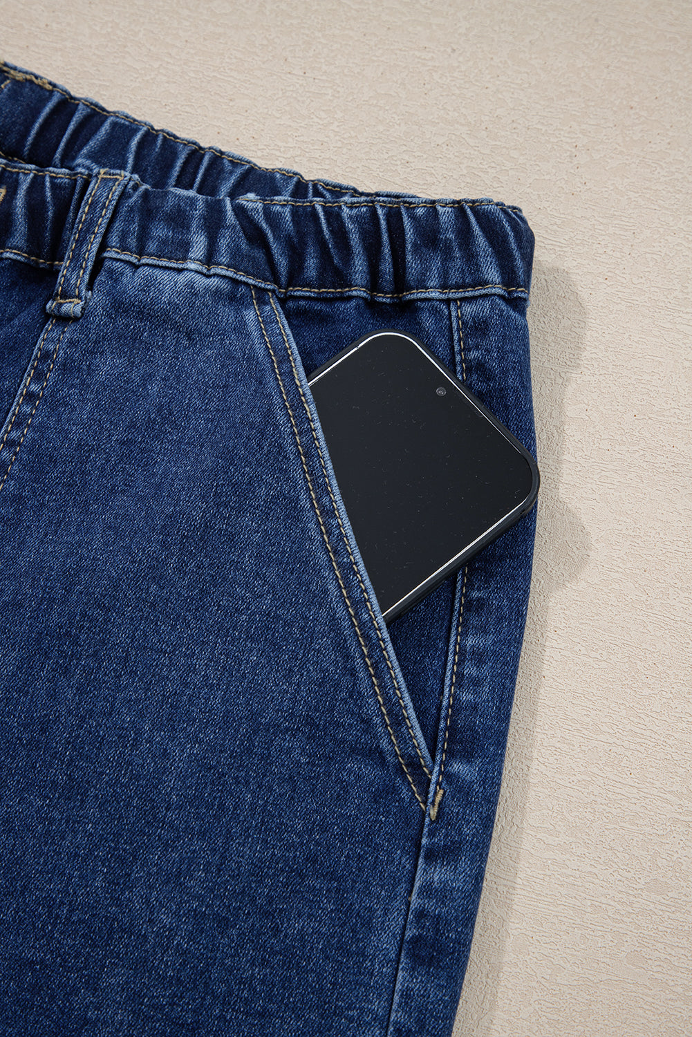 Gray Drawstring Seam Detail Raw Hem Wide Leg Jeans