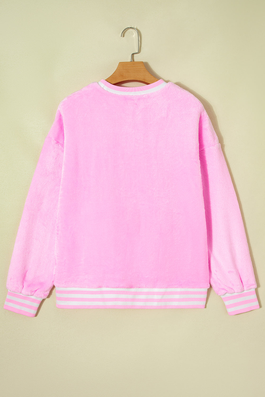 Sachet Pink Merry Letter Pattern Plush Pullover