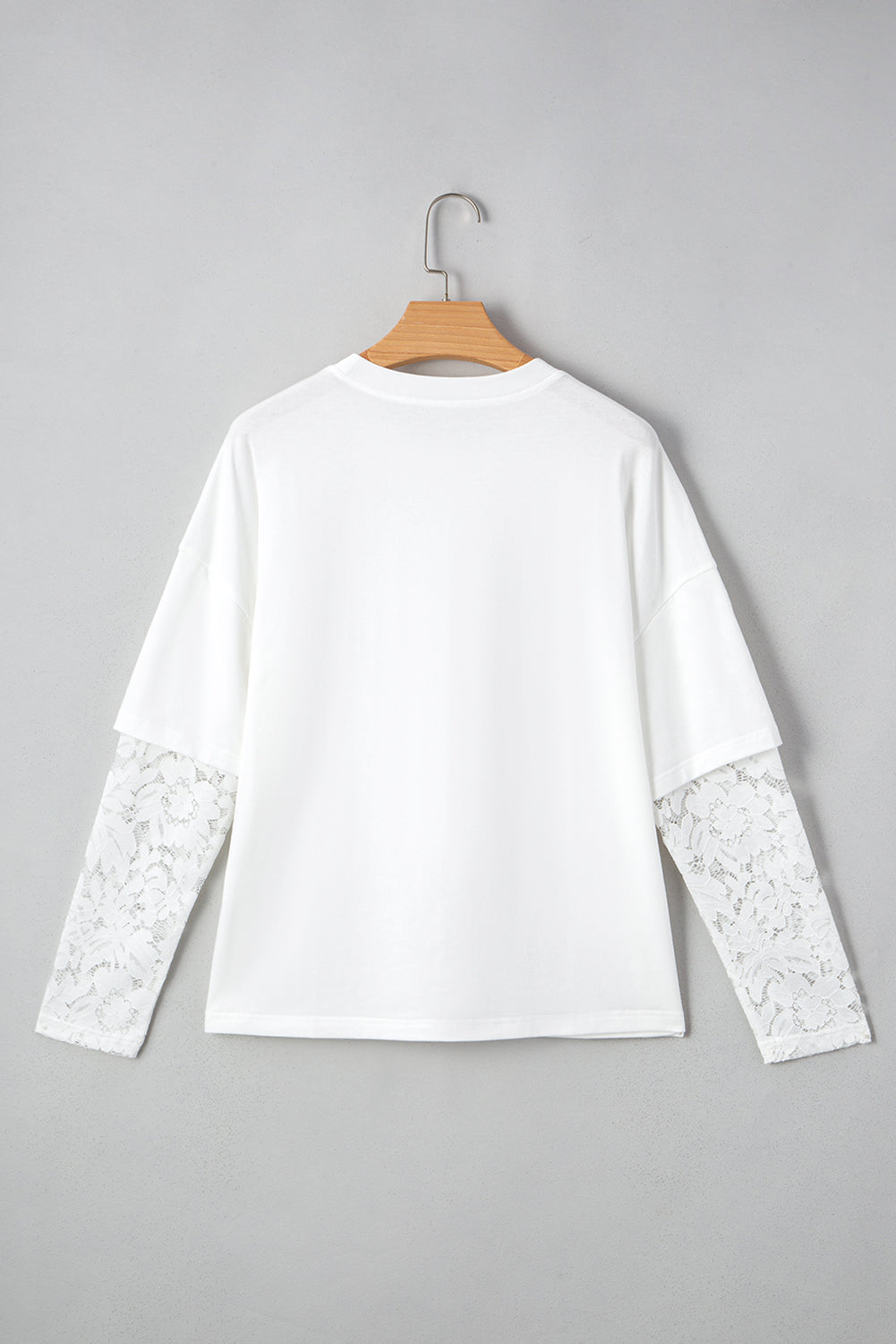 Black Fake Two-Piece Lace Long Sleeve Drop Shoulder Tee
