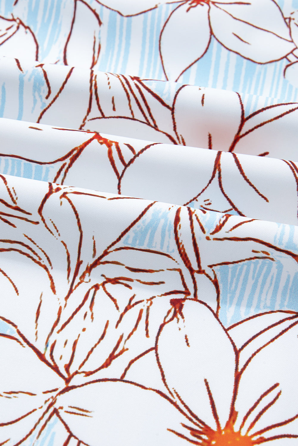 Brown Floral Print Tie Neck Long Sleeve Mini Dress