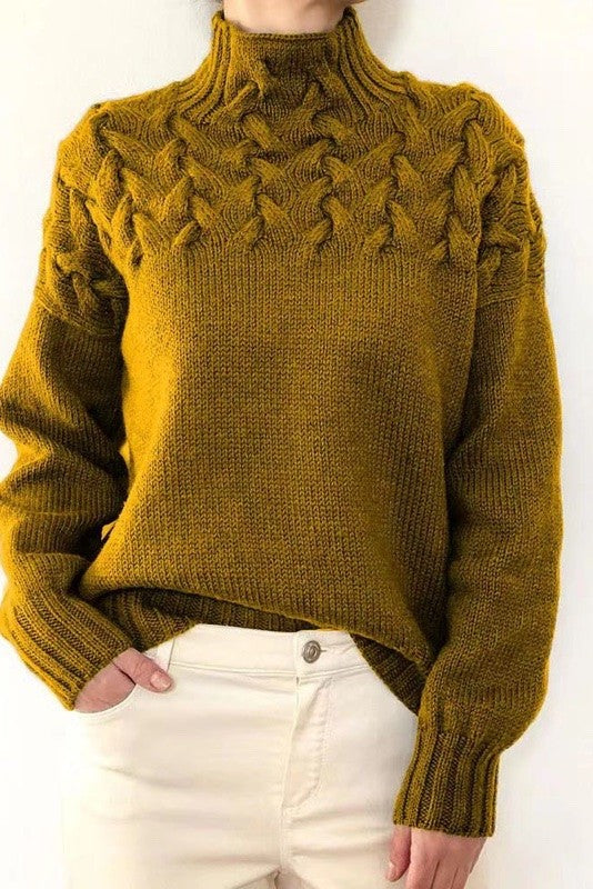 Mock neck knit sweater