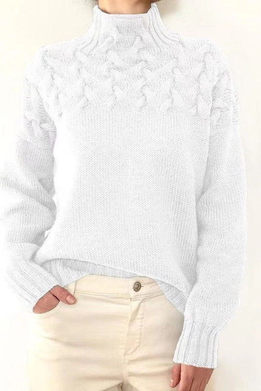 Mock neck knit sweater