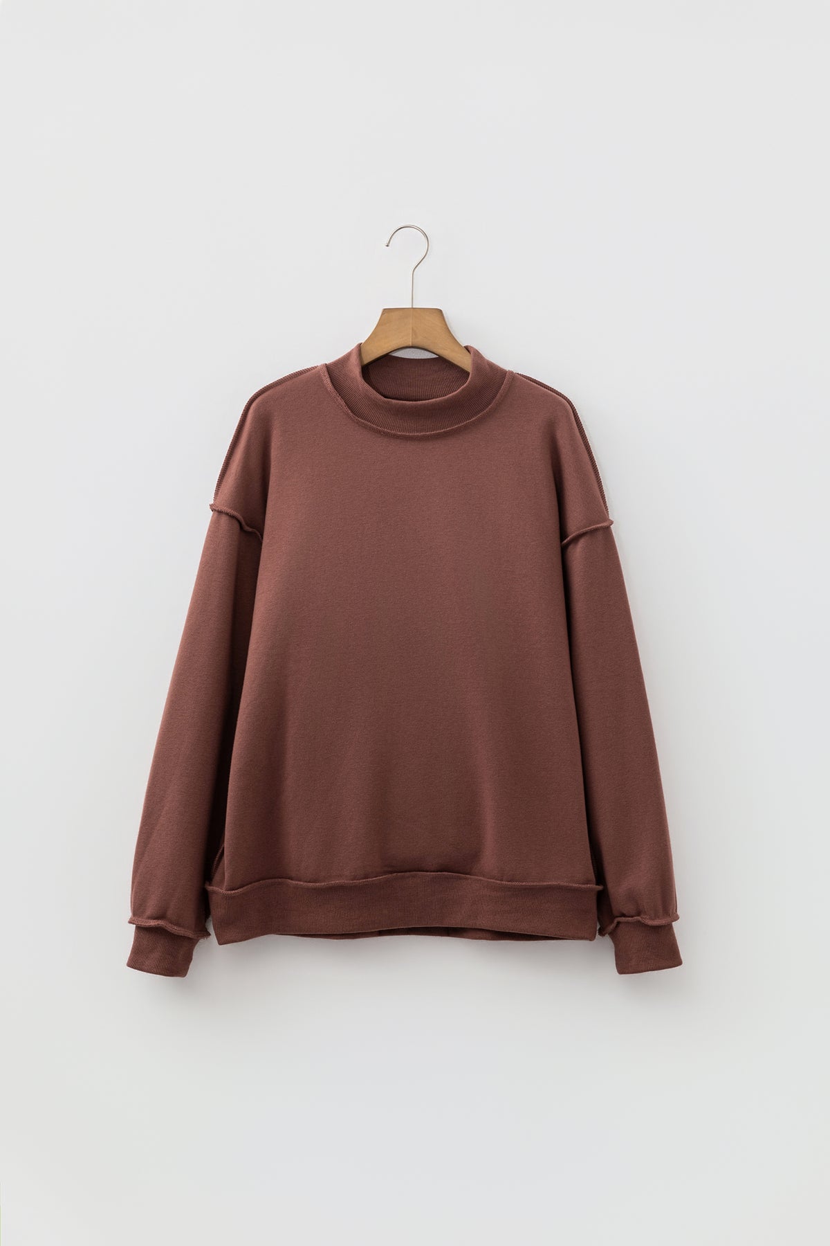 Bright Green Oversize Drop Shoulder Reversible Mock Neck Sweatshirt