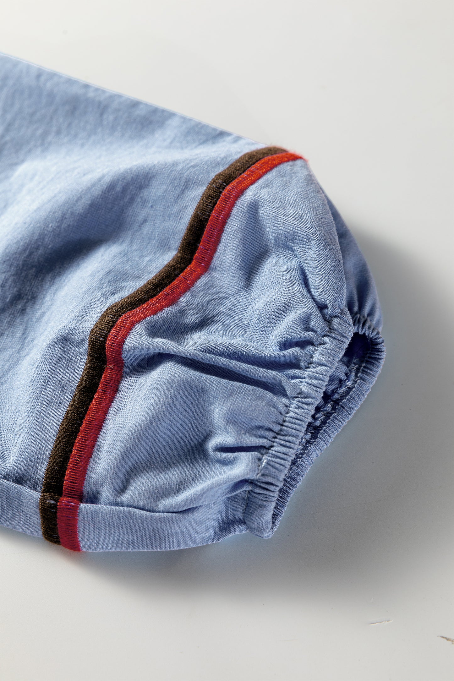 Real Teal Floral Embroidered Split Neck Tassel Tie Puff Sleeve Blouse