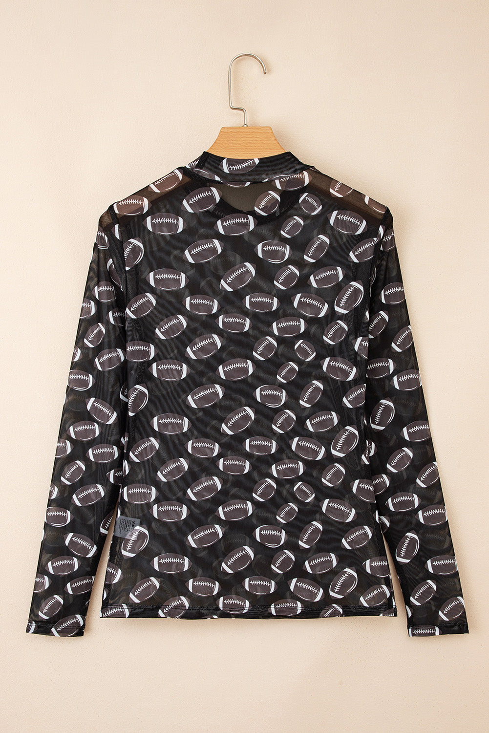 Brown Game Day Football Mesh Sheer Long Sleeve Top