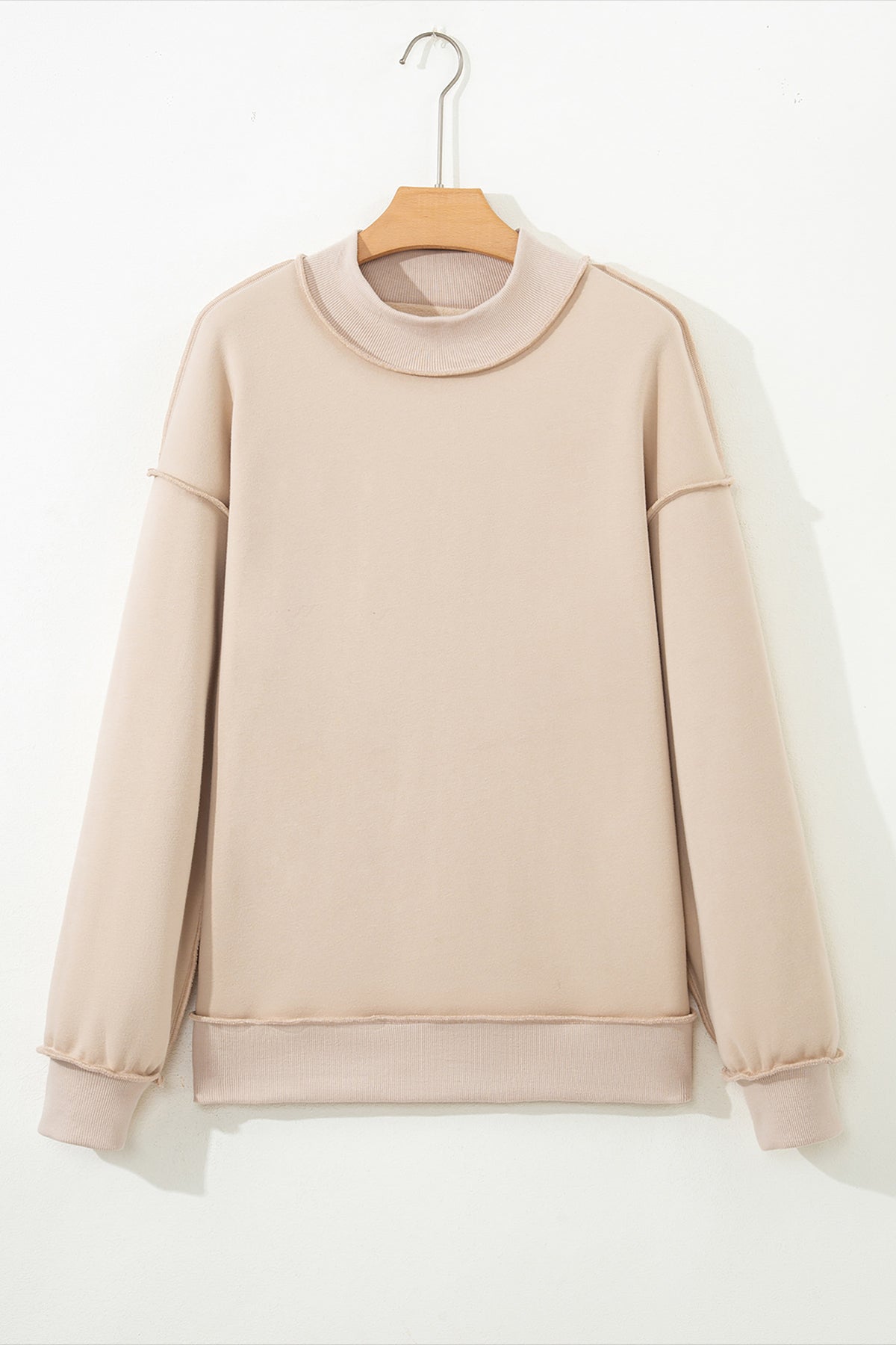 Bright Green Oversize Drop Shoulder Reversible Mock Neck Sweatshirt