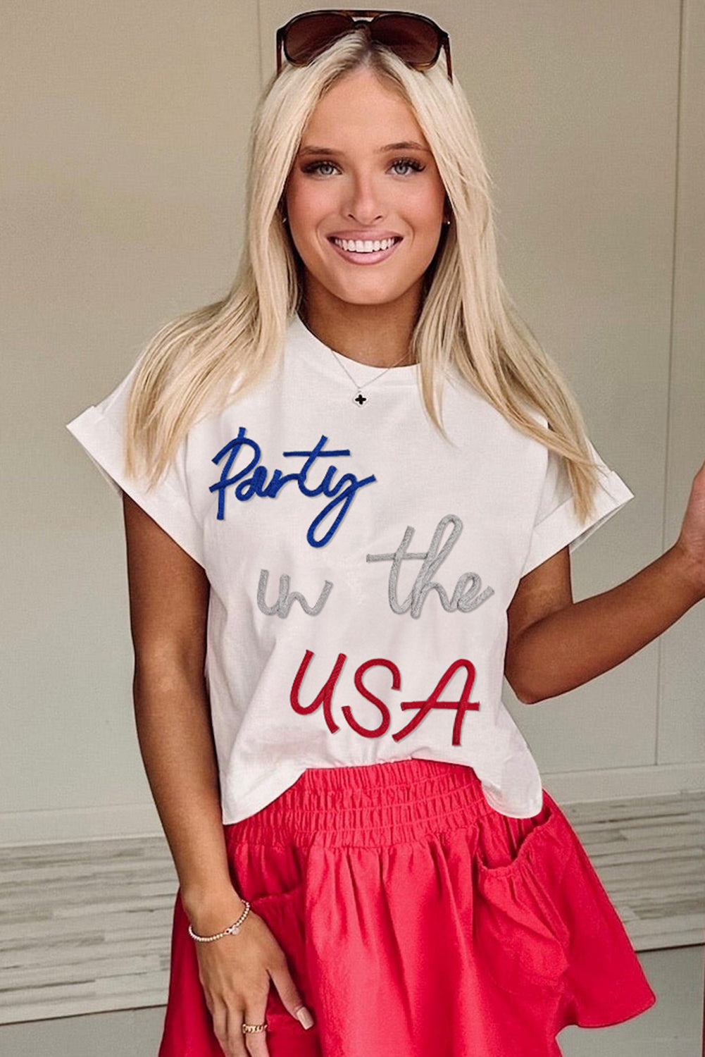 White Party in the USA Letter Graphic T Shirt