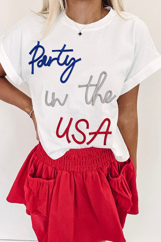 White Party in the USA Letter Graphic T Shirt