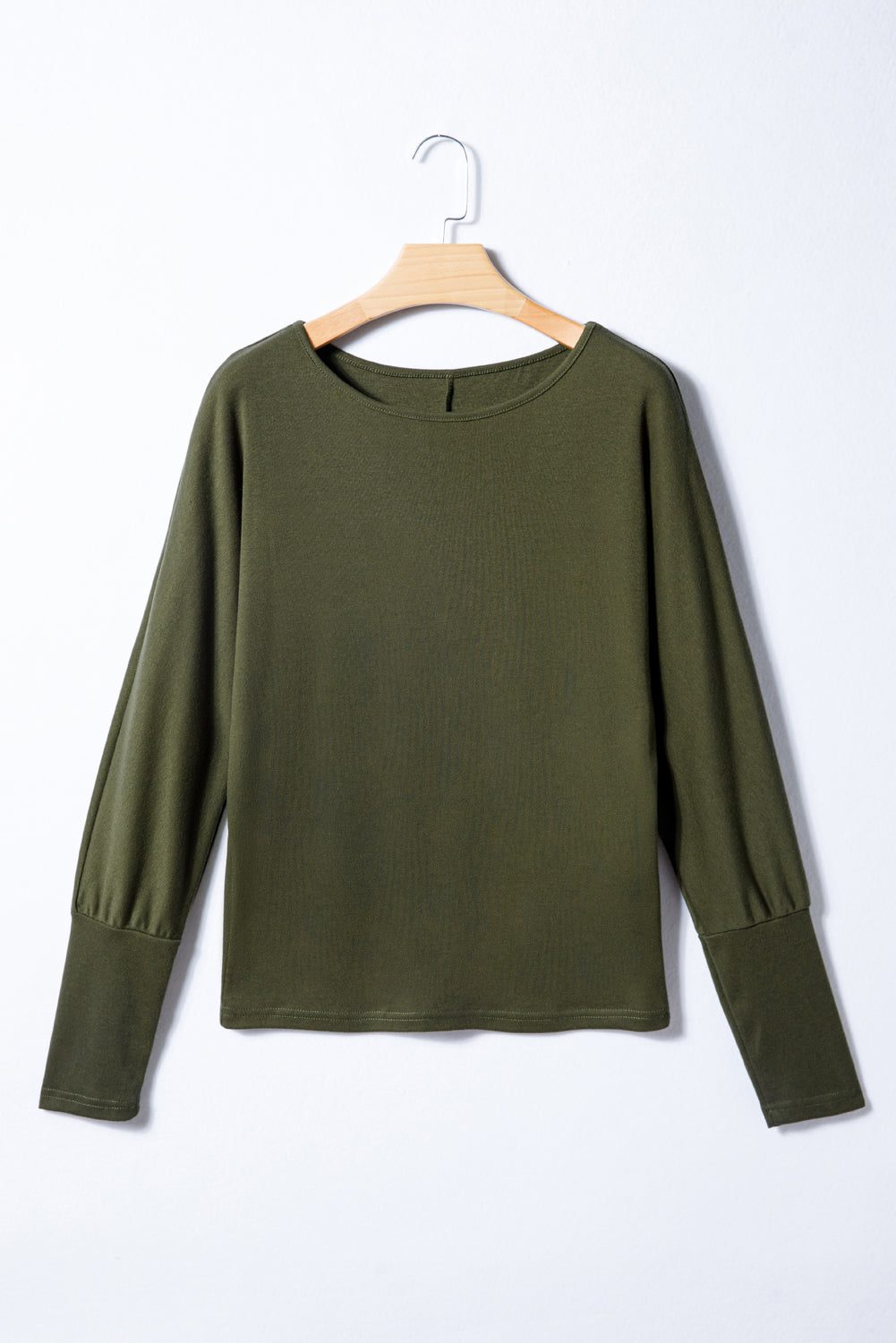 Red Dahlia Solid Color Round Neck Dolman Sleeve Top