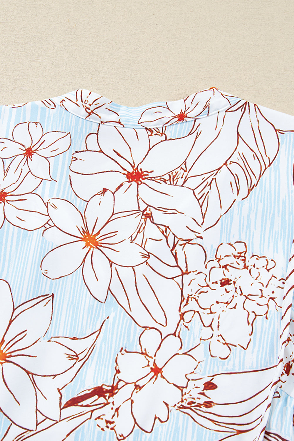 Brown Floral Print Tie Neck Long Sleeve Mini Dress